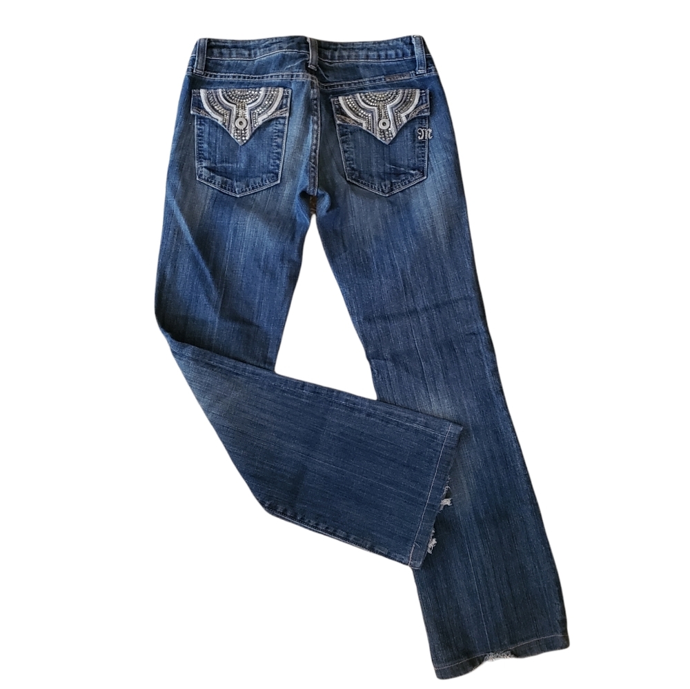 Miss Me Jeans Women's Size 27 Jeweled Embroidered Pockets JP4794 Blue